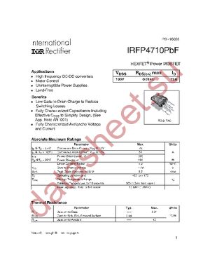IRFP4710PBF datasheet  